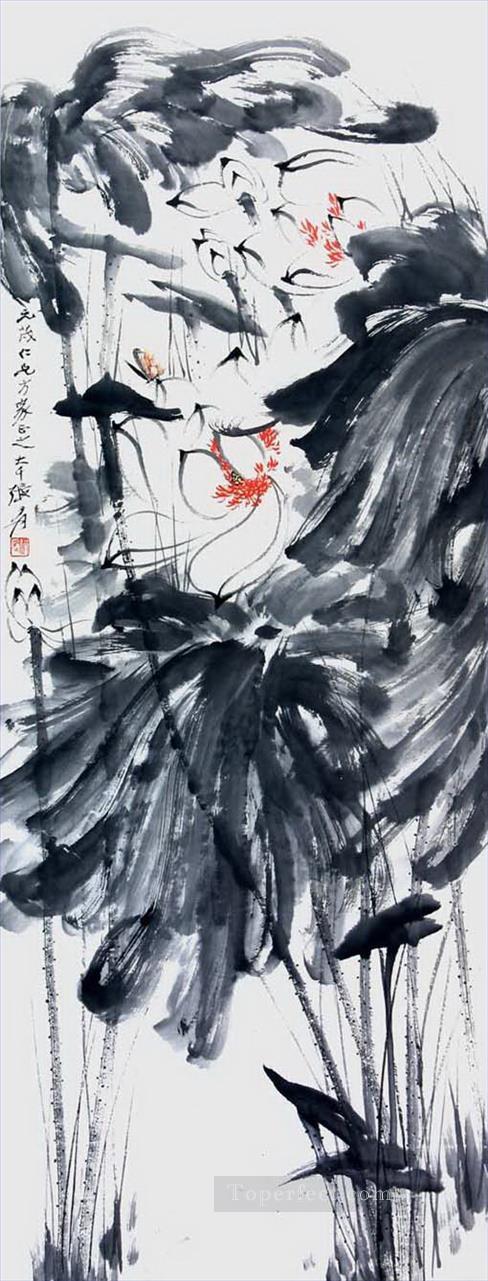 Chang dai chien lotus 6 old China ink Oil Paintings